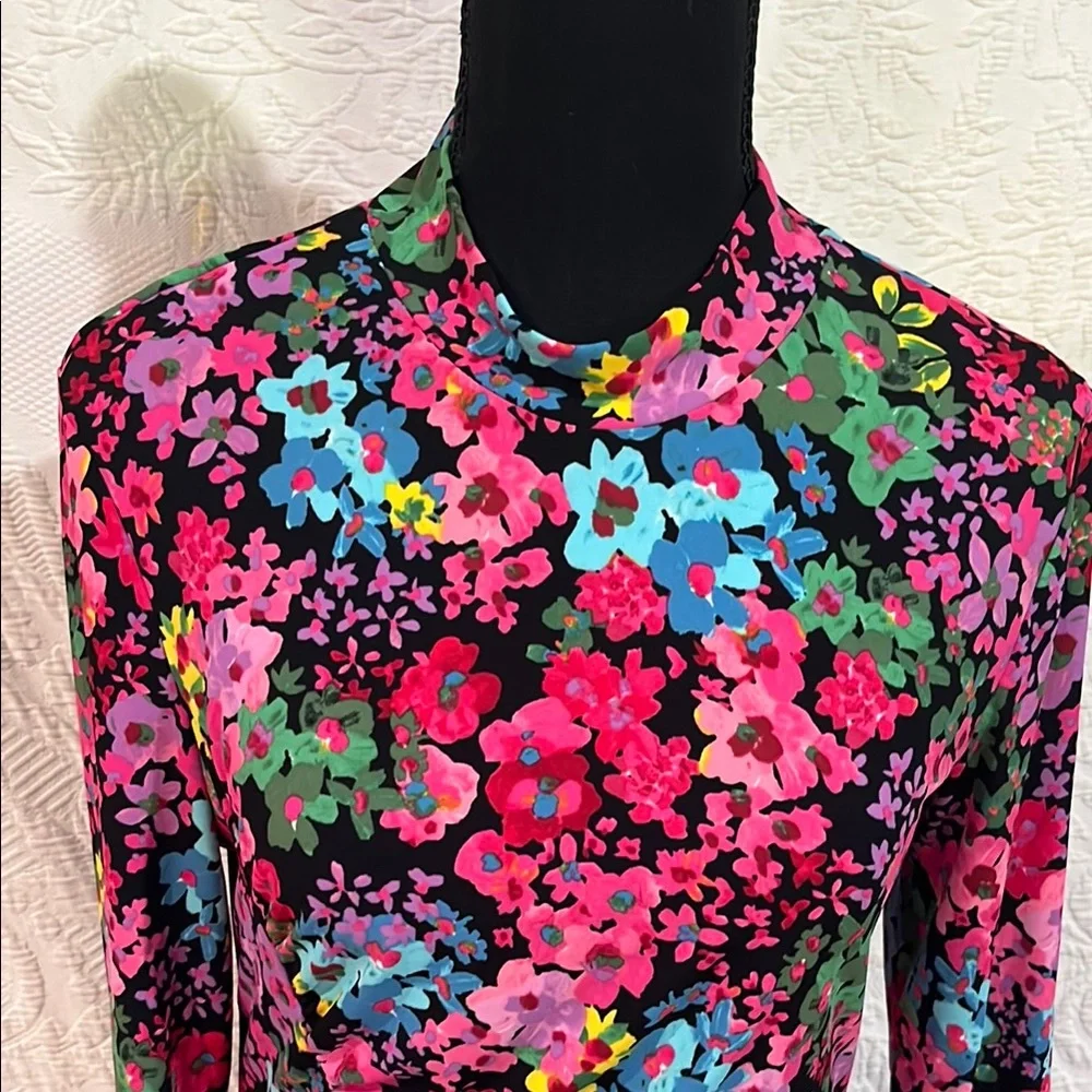 FUTURE COLLECTIVE Floral Long Sleeve Mock Neck Ruched Dress, size medium, NWT - Picture 3 of 14